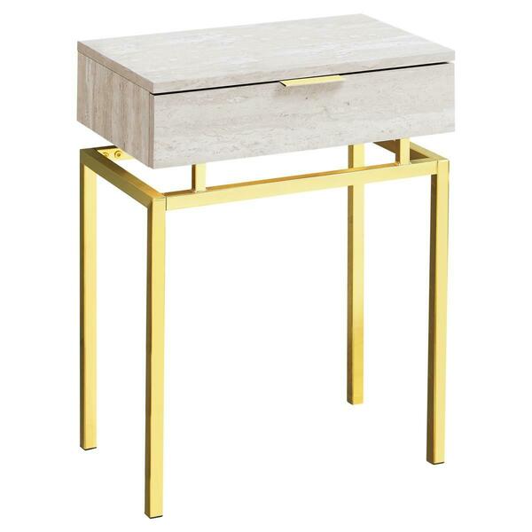 Daphnes Dinnette 24 in. Beige Marble & Gold Metal Accent Table DA3076381